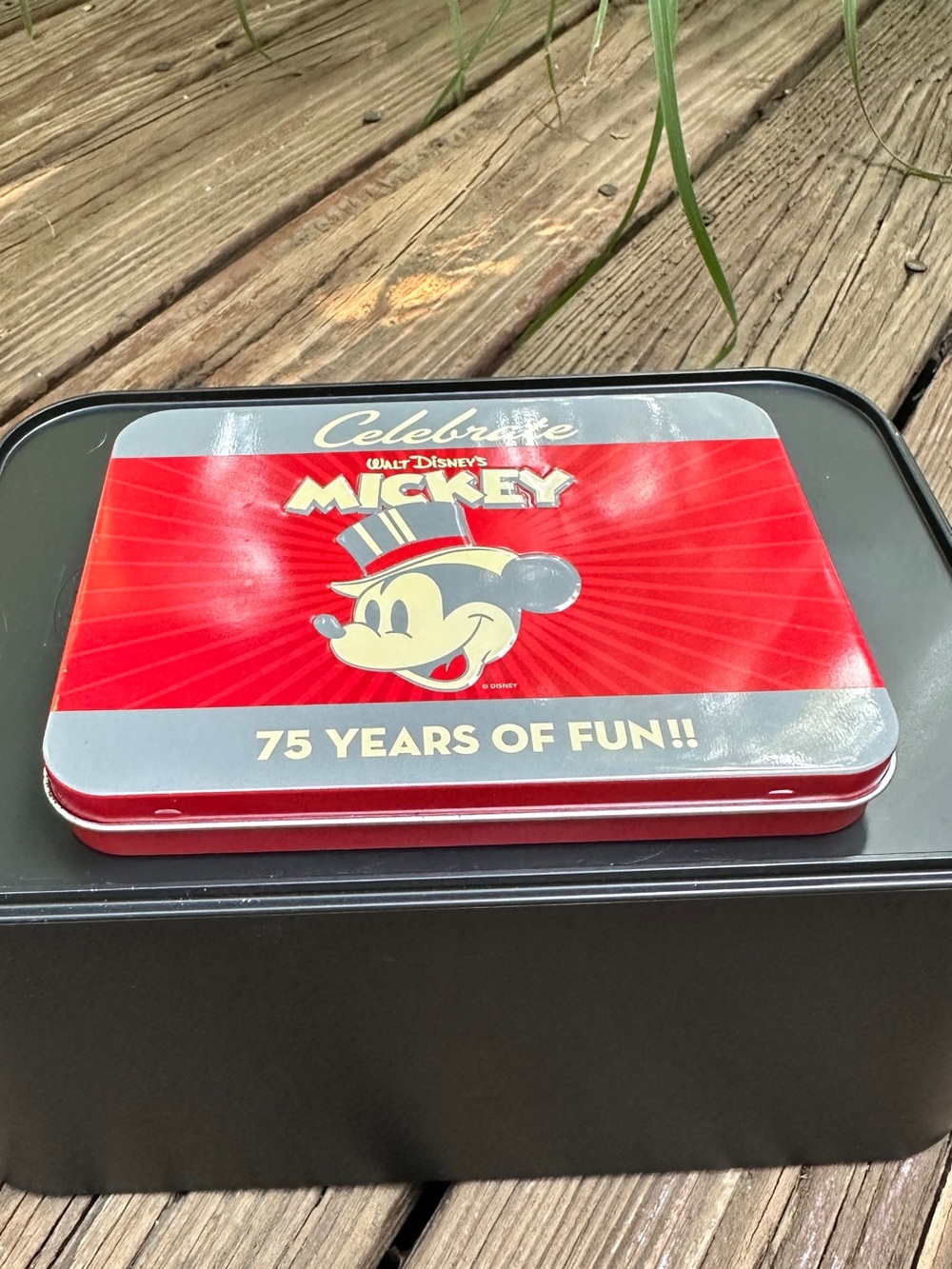Vintage Disney Mickey 75 Years Tin with Two Sealed Decks of Disney Playing Cards